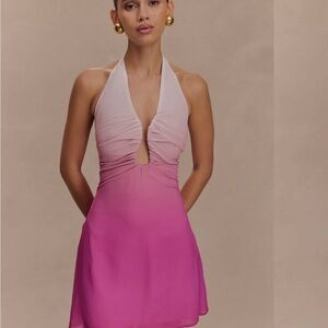 Meshki Pink Ombre Backless Dress